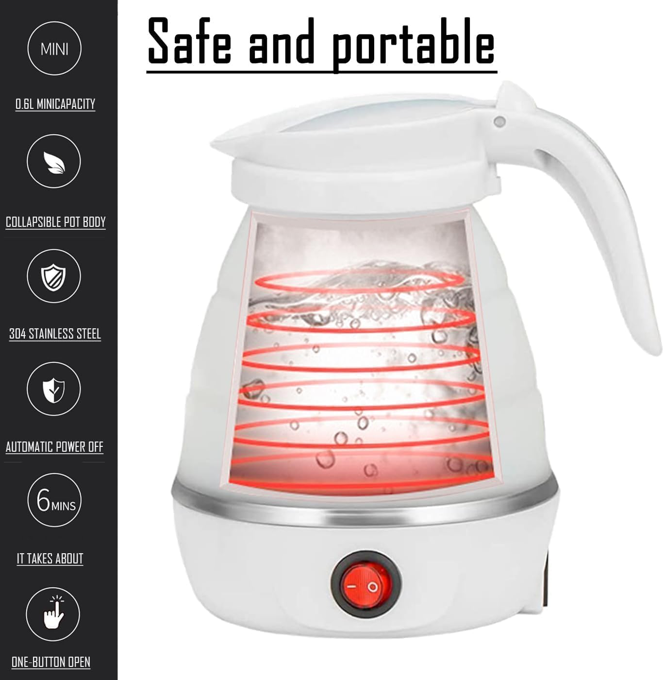 ⚡ Ultrathin Foldable Travel Electric Kettle – Compact & Fast Boiling