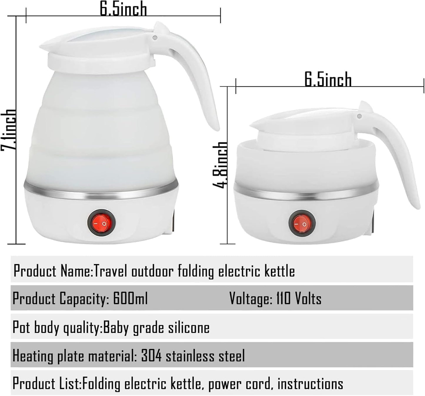 ⚡ Ultrathin Foldable Travel Electric Kettle – Compact & Fast Boiling
